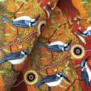 Aborigines Stoff Baumwolle aus Australien ORANGE KINGFISHER CAMP | Meterware